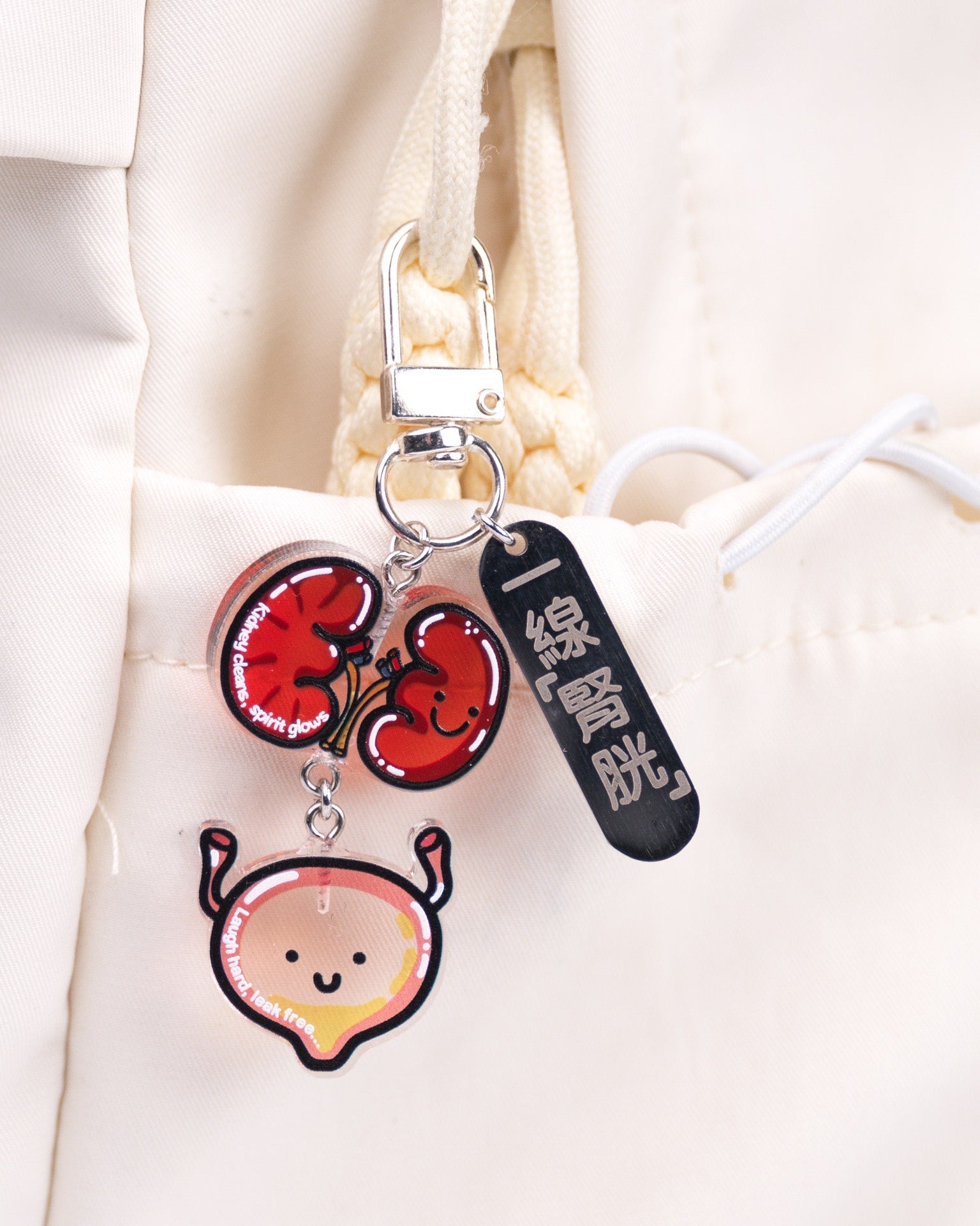 Organ Keychain - Kidney and Bladder "Kidney and Bladder on a Line"